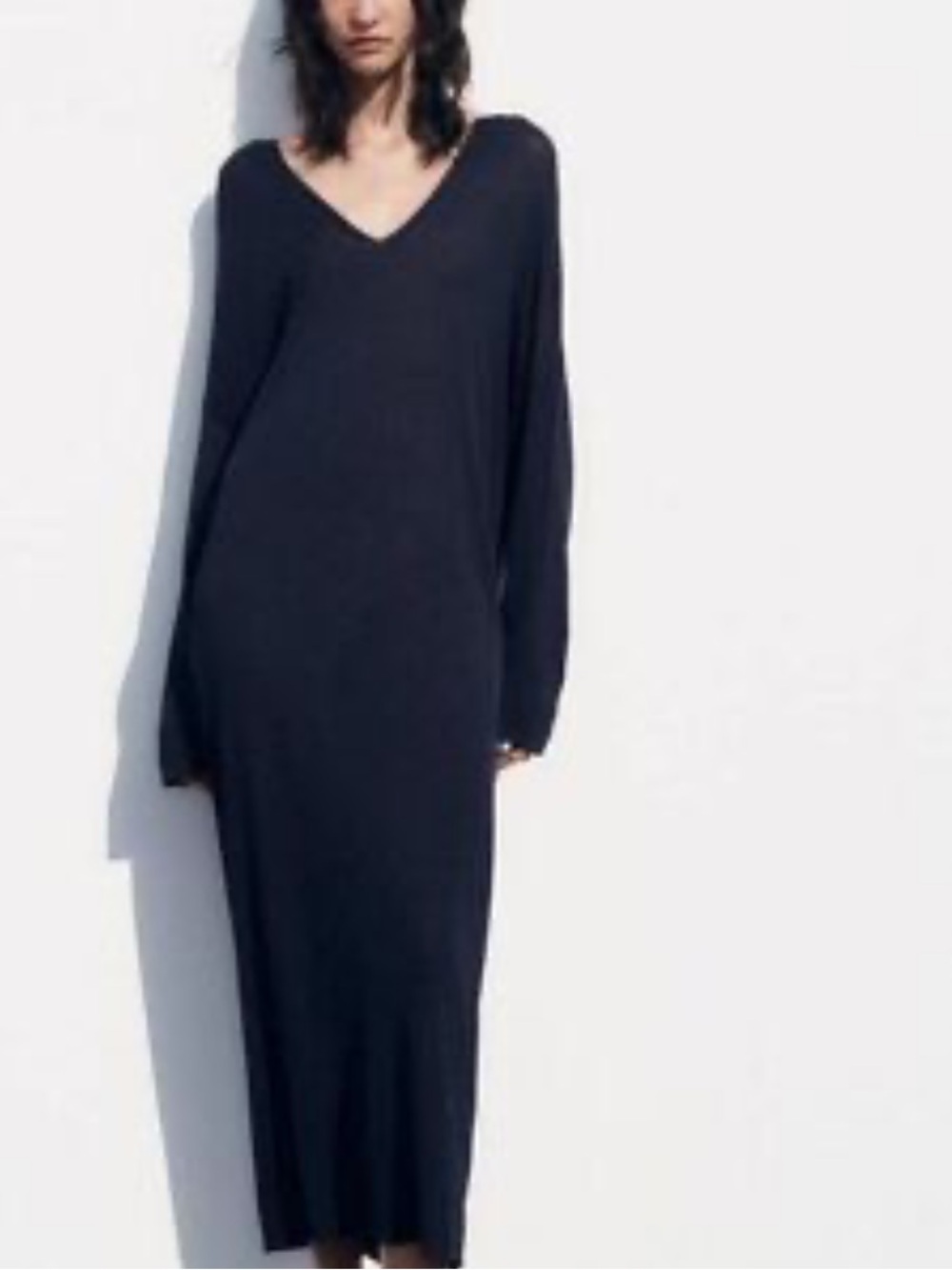 Zara V-Neck Straight Silhouette Knit Dress – Size L - Picture 4 of 14
